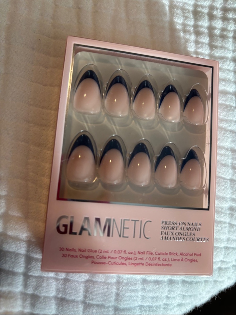 GLAMNETIC Pink and Black French Press-On Nails